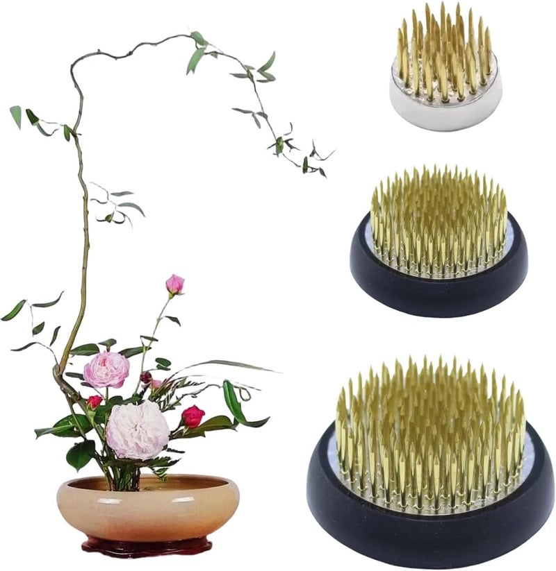 YGbridge فراخ زهور معدنية مزخرفة من الفولاذ المقاوم للصدأ، حامل زهور دائري معدني لترتيب الزهور، مجموعة من 3 (ذهبي) - Image 1